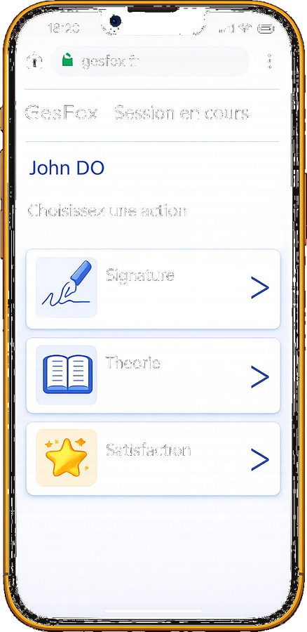 GESFOX — Application mobile stagiaire, signature et évaluation CACES SST
